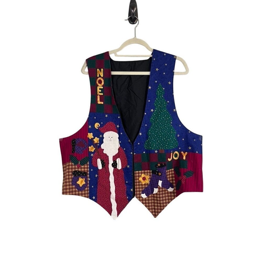 Handmade Vest Women OS Blue Holiday Christmas Frosty Novelty Artsy Teacher Knit